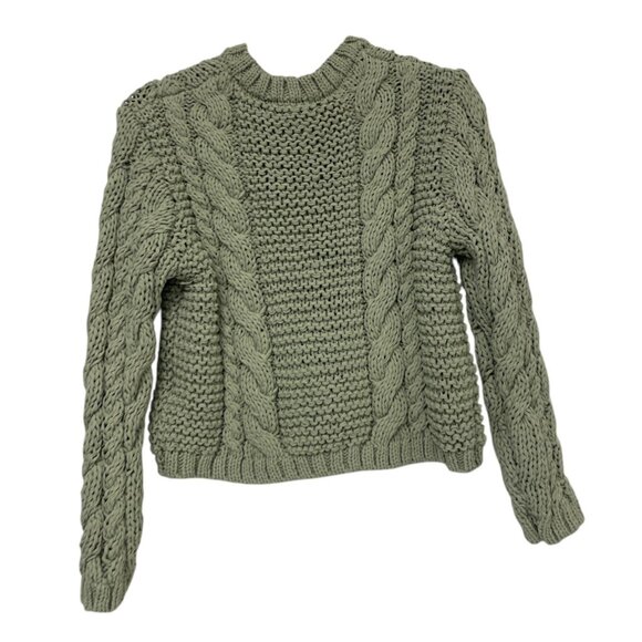 Zara Women Knit Sweater Cardigan Chunky S Small Green flower button 3920/237 NWT - Picture 5 of 16